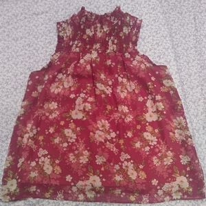 Pink Rose Sz S Casual Sleeveless Floral Blouse